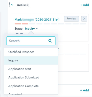  the contact's two associated deals