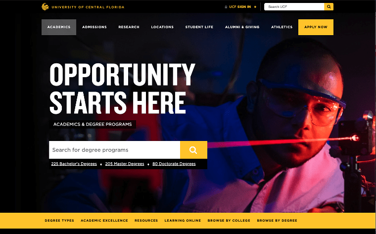 University of Central Florida Home Page-min