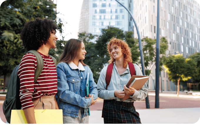 students on a college campus rounded