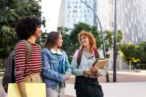 students walking a college campus